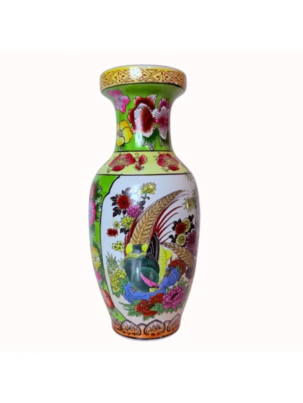 James Alex Chinoiserie Vase Asian Style Porcelain Pheasant Floral Home Decor